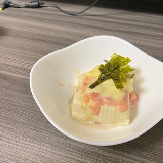 トースターで簡単！！おつまみ明太マヨチーズ豆腐